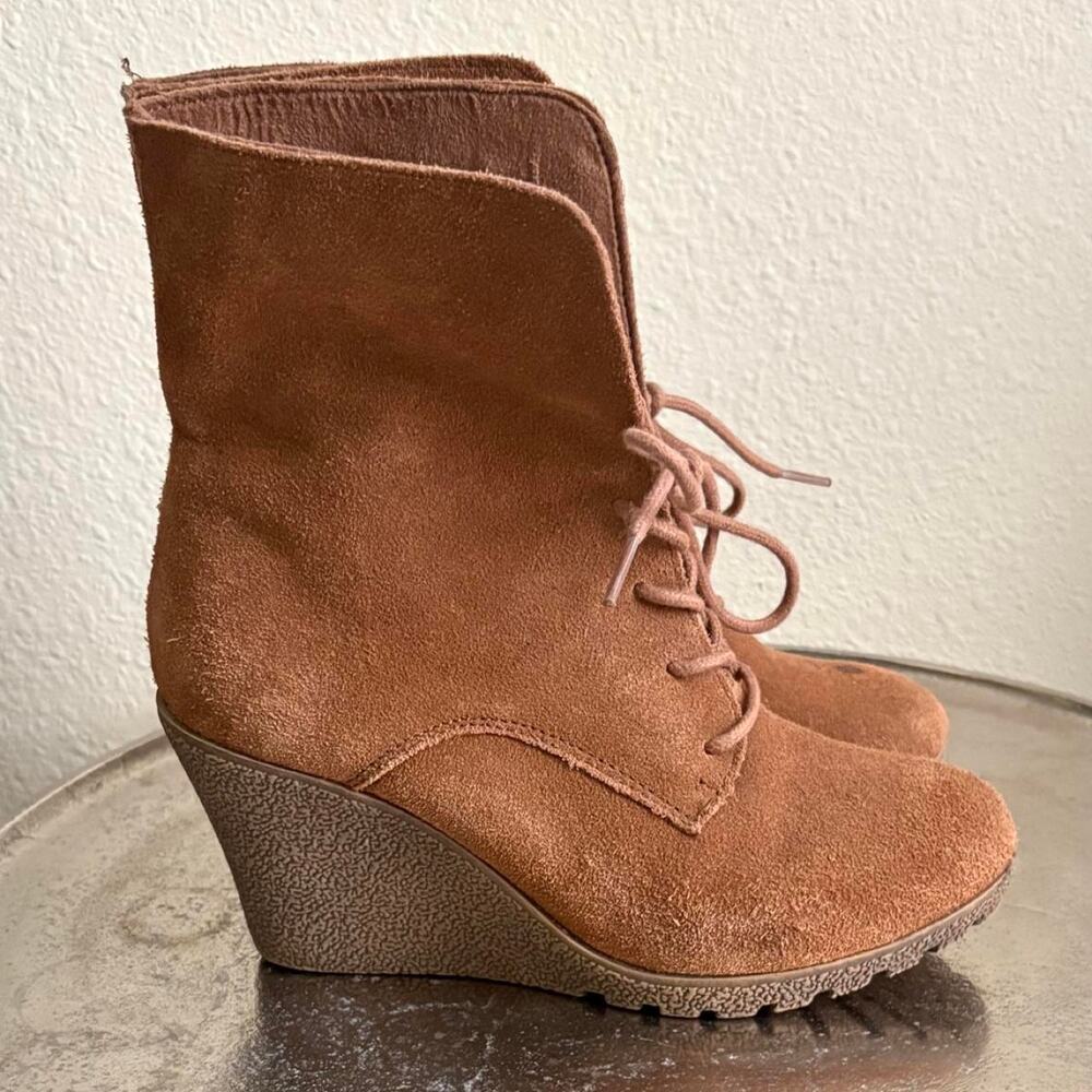 Mia Vintage Style Brown Suede Lace Up Ankle Booties size 6.5